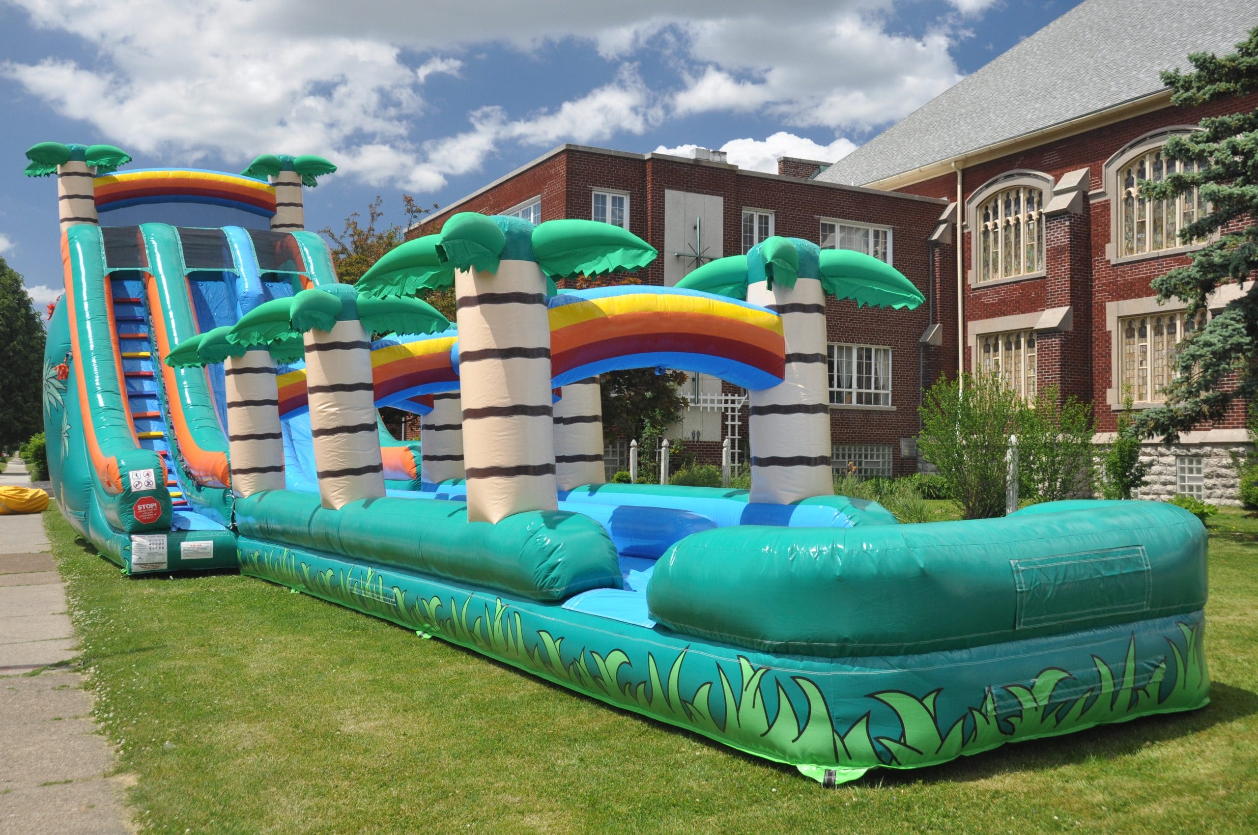 Tropical Double Lane Slip And Slide Water Inflatable Jump City